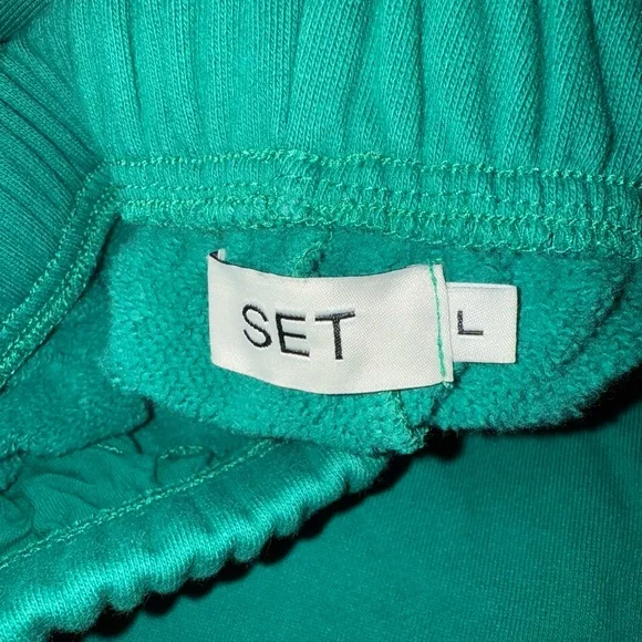 SET Active Palm Emerald Green Half Zip Sweatshirt Short and Jogger Set Large - Picture 8 of 11